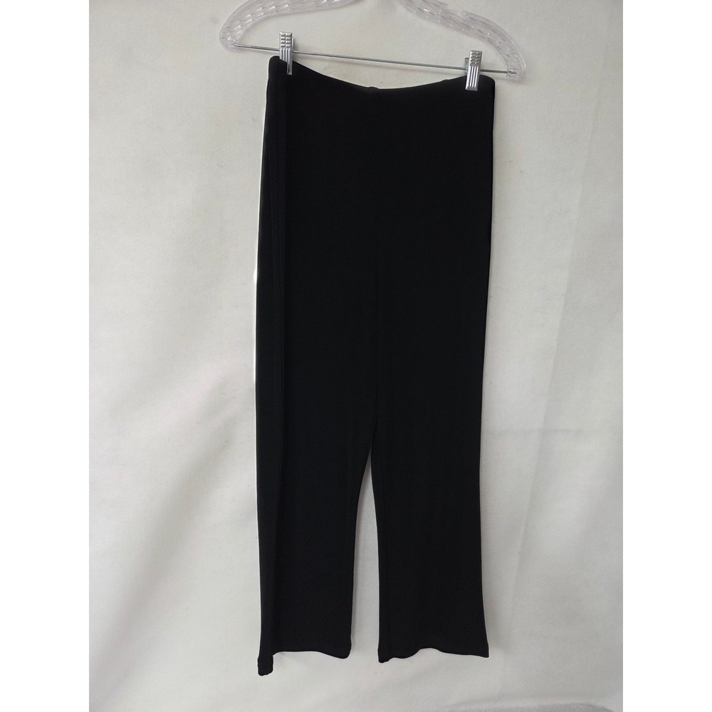 Chicos Travelers Black Pull On Liquid Knit Straight Leg Pants 2 Short 12 Large